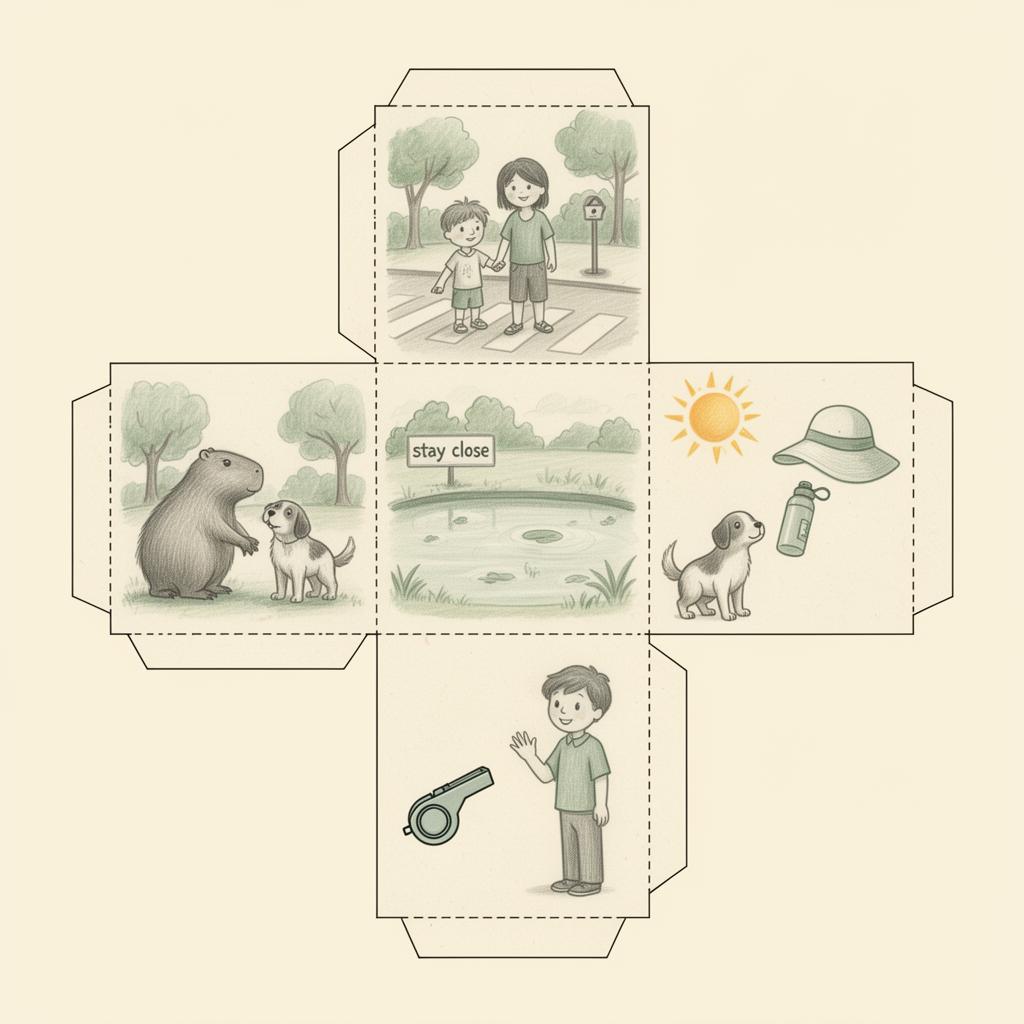 Outdoors edition — hand-drawn cube template
