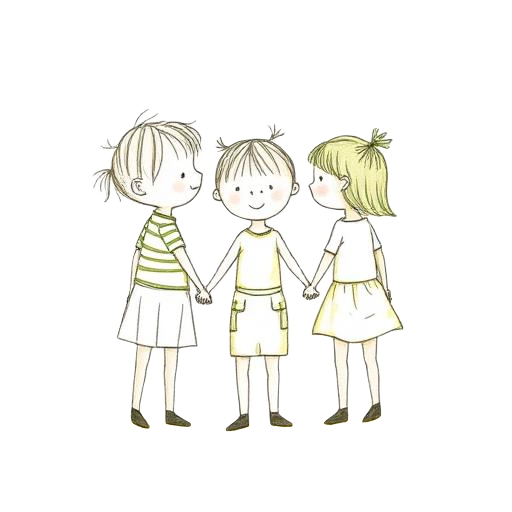 Hand-drawn children holding hands